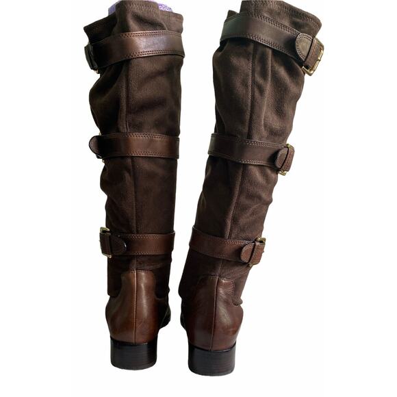 COLE HAAN NikeAir Leather Suede Buckle Knee High Boots Size 7 Riding Western - Picture 7 of 12